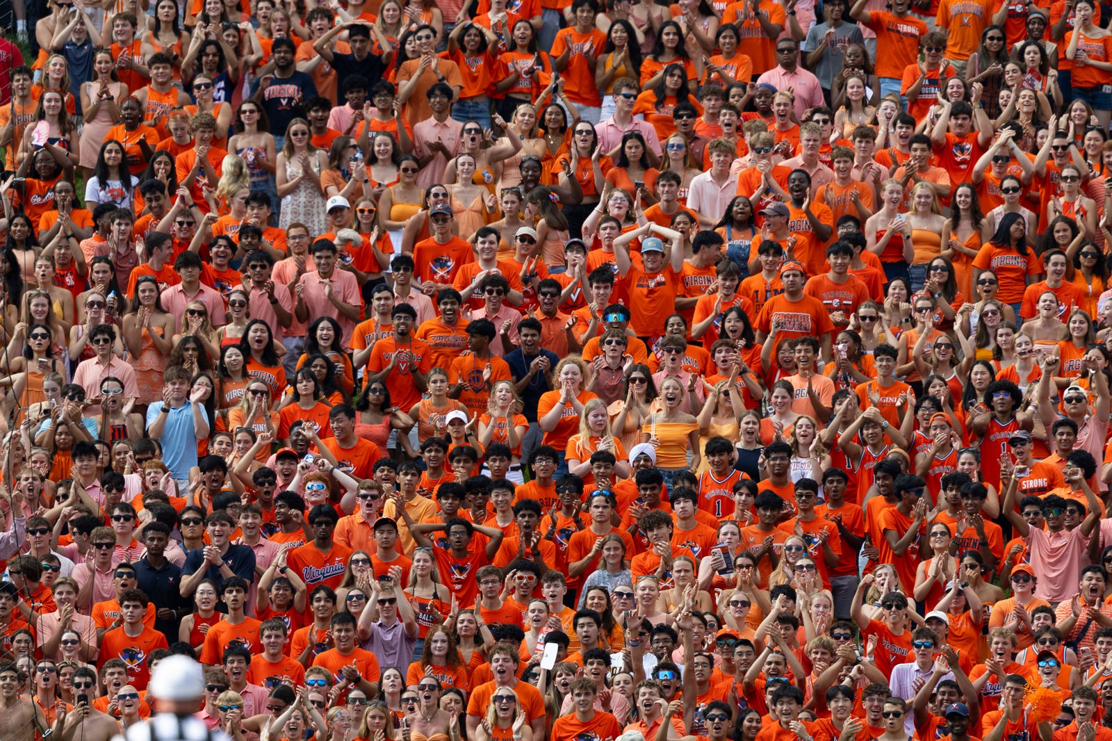 The Scott Stadium crowd in orange